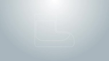 Mavi Çizme simgesi gri arkaplanda izole edildi. Su altı ekipmanları. 4K Video hareketli grafik canlandırması