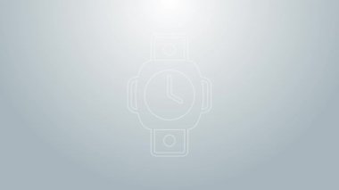 Mavi çizgi dalış ikonu gri arkaplanda izole edildi. Su altı ekipmanları. 4K Video hareketli grafik canlandırması
