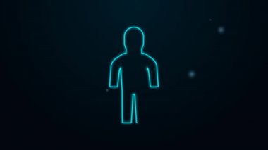 Siyah arkaplanda izole edilmiş dalgıç ikonu için parlak neon çizgisi dalış kıyafeti. Su altı ekipmanları. 4K Video hareketli grafik canlandırması
