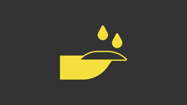 Ikona žluté nehty manikúra izolované na šedém pozadí. Grafická animace pohybu videa 4K — Stock video