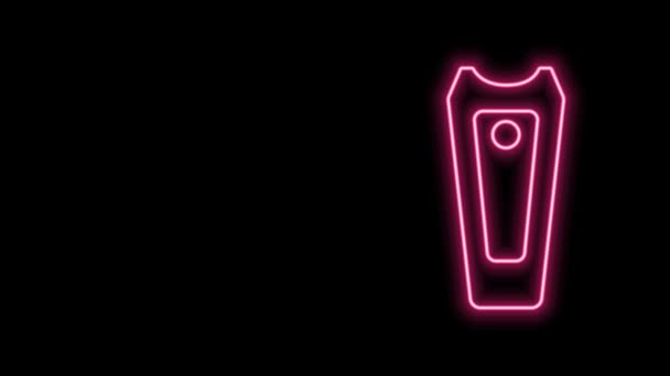 Glowing neon line Nail cutter icon isolated on black background. Nail clipper. 4K Video motion graphic animation — Stock Video