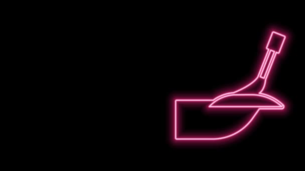 Gloeiende neon lijn Manicure pictogram geïsoleerd op zwarte achtergrond. 4K Video motion grafische animatie — Stockvideo