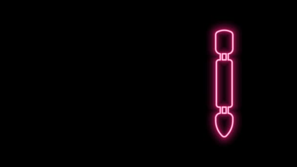 Glowing neon line Cuticle pusher icon isolated on black background. Tool for manicure. 4K Video motion graphic animation — Stock Video