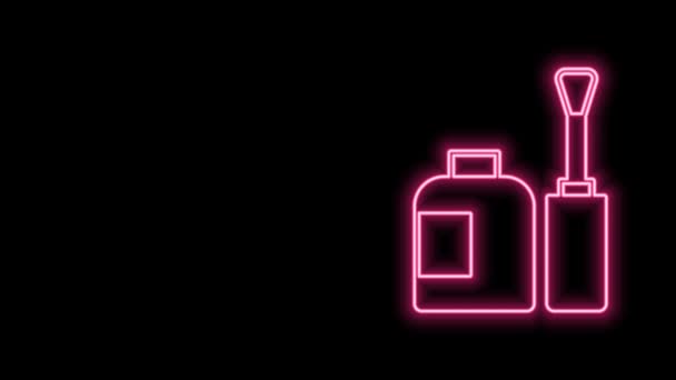 Glowing neon line Bottle of nail polish icon isolated on black background. 4K Video motion graphic animation — Stock Video