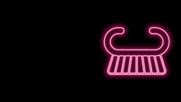 Leuchtende Neon-Linie Pediküre Pinsel oder Reibe Symbol isoliert auf schwarzem Hintergrund. Pinsel zur Reinigung von Nägeln für Maniküre und Pediküre. 4K Video Motion Grafik Animation — Stockvideo