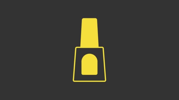 Amarillo Botella de esmalte de uñas icono aislado sobre fondo gris. Animación gráfica de vídeo 4K — Vídeos de Stock