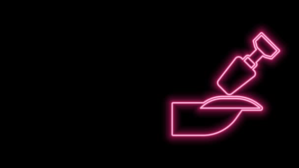 Leuchtende Neon-Linie Fräser für Maniküre-Symbol isoliert auf schwarzem Hintergrund. Apparat für Maniküre. Maniküre-Werkzeuge. 4K Video Motion Grafik Animation — Stockvideo