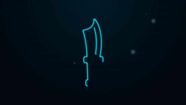 Glowing neon line Diving knife icon isolated on black background. 4K Video motion graphic animation — Stock Video