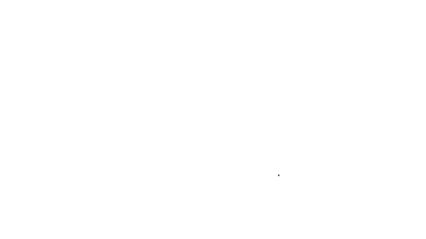 Línea negra Icono de la chaqueta salvavidas aislado sobre fondo blanco. Icono del chaleco salvavidas. Deporte extremo. Equipamiento deportivo. Animación gráfica de vídeo 4K — Vídeos de Stock