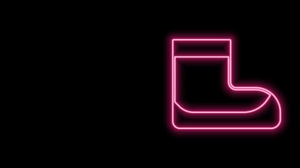 Świecący neon linii Boots ikona odizolowany na czarnym tle. Nurkowanie pod wodą. 4K Animacja graficzna ruchu wideo — Wideo stockowe