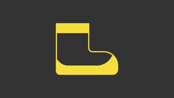 Yellow Boots icon isolated on grey background. Diving underwater equipment. 4K Video motion graphic animation — Stock Video