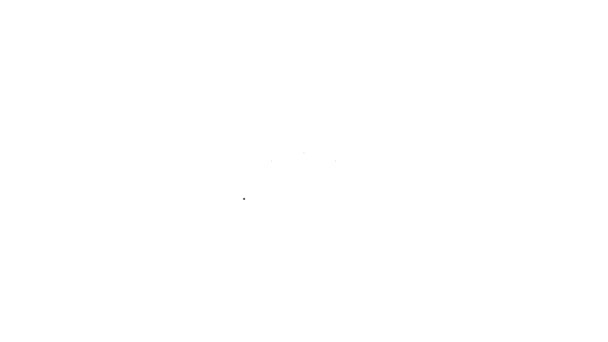 Черная линия Естественная открытая скорлупа с пиктограммой, выделенной на белом фоне. Гребешок морской раковины. Приморский знак. Видеографическая анимация 4K — стоковое видео