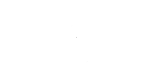 Linha preta Chinelos de borracha para ícone de natação isolados em fundo branco. Equipamento de mergulho. Desporto extremo. Mergulho equipamento subaquático. Animação gráfica em movimento de vídeo 4K — Vídeo de Stock