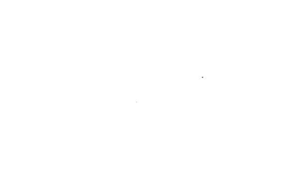 Черная линия Фотокамера для иконки ныряльщика изолирована на белом фоне. Значок фотокамеры. Подводное оборудование. Видеографическая анимация 4K — стоковое видео