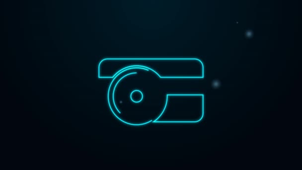 Glowing neon line Photo camera for diver icon isolated on black background. Foto camera icon. Diving underwater equipment. 4K Video motion graphic animation — Stock Video