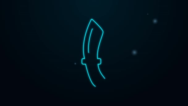 Glowing neon line Diving knife icon isolated on black background. 4K Video motion graphic animation — Stock Video