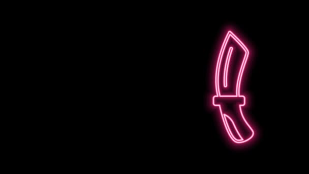 Świecąca neonowa ikona noża nurkowego odizolowana na czarnym tle. 4K Animacja graficzna ruchu wideo — Wideo stockowe