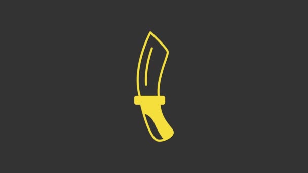 Yellow Diving knife icon isolated on grey background. 4K Video motion graphic animation — Stock Video