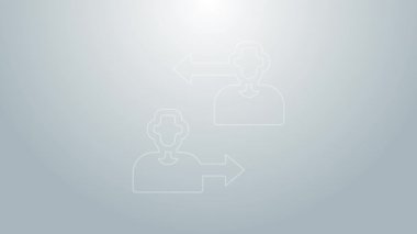 Mavi çizgi Yedek Futbolcu simgesi gri arkaplanda izole edildi. Oyuncular futbol derneğinde yer değiştirirler. 4K Video hareketli grafik canlandırması