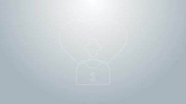 Mavi çizgi futbol ya da futbolcu simgesi gri arka planda izole edildi. 4K Video hareketli grafik canlandırması