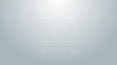 Mavi çizgili dolap ya da hokey, futbol, basketbol takımı ya da gri arka planda izole edilmiş işçi ikonu soyunma odası. 4K Video hareketli grafik canlandırması