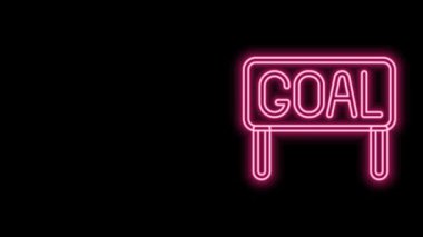 Parlayan neon hattı Gol futbol ikonu siyah arka planda izole edildi. 4K Video hareketli grafik canlandırması