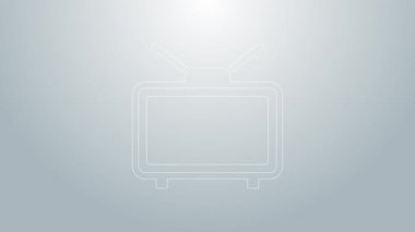 Televizyondaki mavi çizgi futbol maçı ikonu gri arka planda izole edildi. Futbol online konsepti. 4K Video hareketli grafik canlandırması