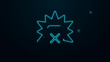 Parlayan neon hattı kırmızı kart futbol ikonu siyah arkaplanda izole edildi. Hakem kartı. 4K Video hareketli grafik canlandırması