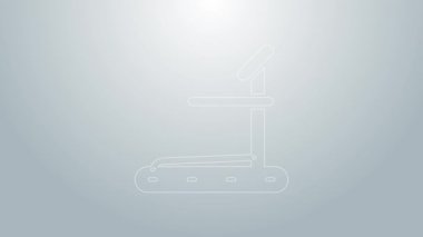 Mavi çizgi Koşu bandı makine simgesi gri arkaplanda izole edildi. 4K Video hareketli grafik canlandırması