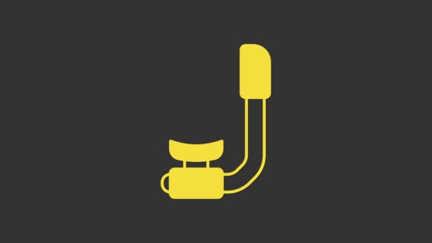 Yellow Snorkel icon isolated on grey background. Diving underwater equipment. 4K Video motion graphic animation — Stock Video