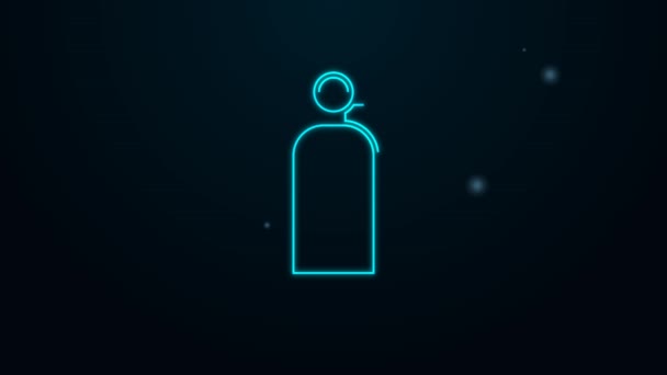 Glowing neon line Aqualung icon isolated on black background. Oxygen tank for diver. Diving equipment. Extreme sport. Diving underwater equipment. 4K Video motion graphic animation — Stock Video