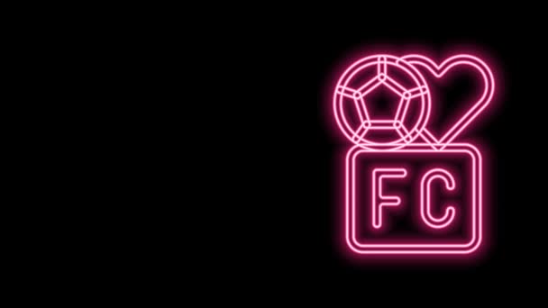 Lumineux néon ligne Fan club icône de football isolé sur fond noir. Animation graphique de mouvement vidéo 4K — Video