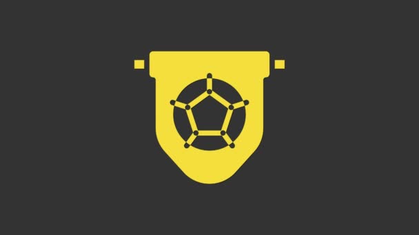 Yellow Football or soccer flag pennant icon isolated on grey background. 4K Video motion graphic animation — Stock Video