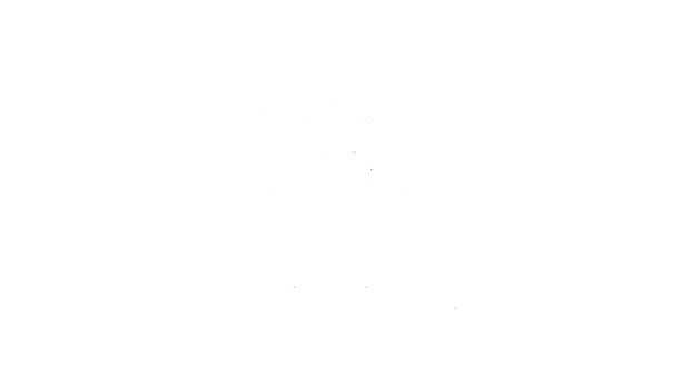 Zwarte lijn Voetbal bal pictogram geïsoleerd op witte achtergrond. Sportuitrusting. 4K Video motion grafische animatie — Stockvideo