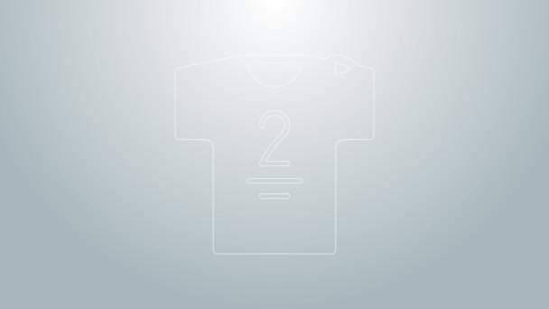 Blue line Football jersey and t-shirt icon isolated on grey background. 4K Video motion graphic animation — Stock Video