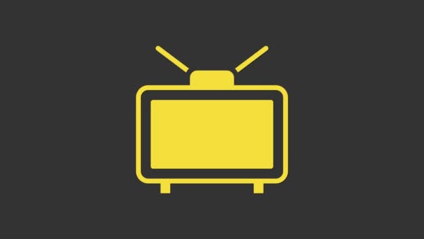Partita di calcio gialla sull'icona TV isolata su sfondo grigio. Calcio concetto online. Animazione grafica 4K Video motion — Video Stock