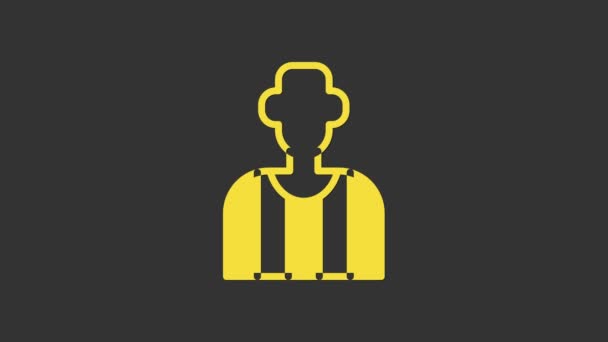 Yellow Football or soccer referee icon isolated on grey background. 4K Video motion graphic animation — Stock Video