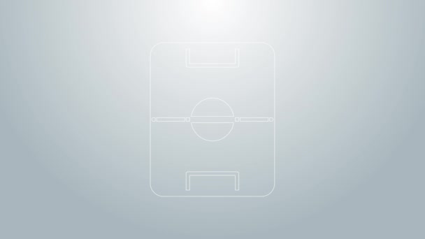 Blauwe lijn Voetbal of voetbal veld pictogram geïsoleerd op grijze achtergrond. 4K Video motion grafische animatie — Stockvideo
