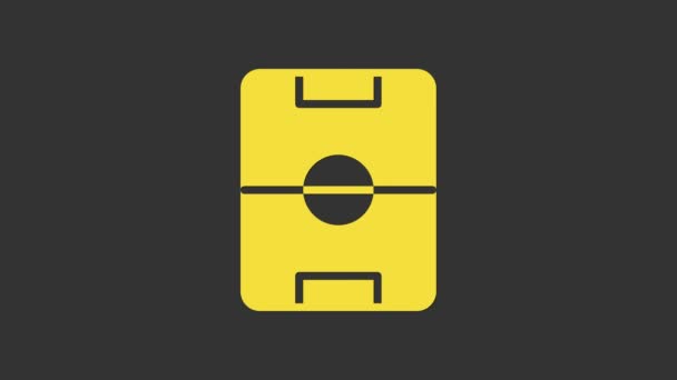 Žlutý Fotbal nebo fotbalové hřiště ikona izolované na šedém pozadí. Grafická animace pohybu videa 4K — Stock video