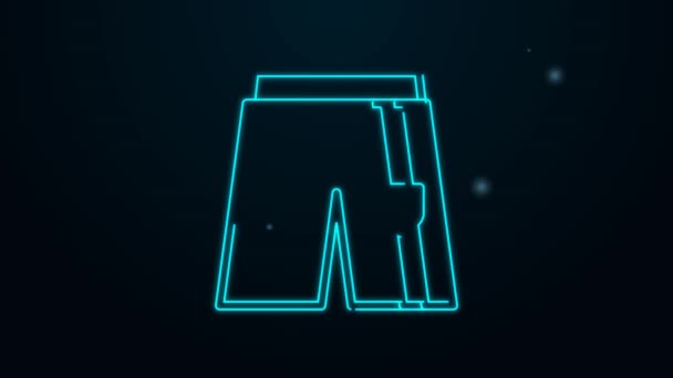 Zářící neonová čára Krátké nebo kalhoty ikona izolované na černém pozadí. Grafická animace pohybu videa 4K — Stock video