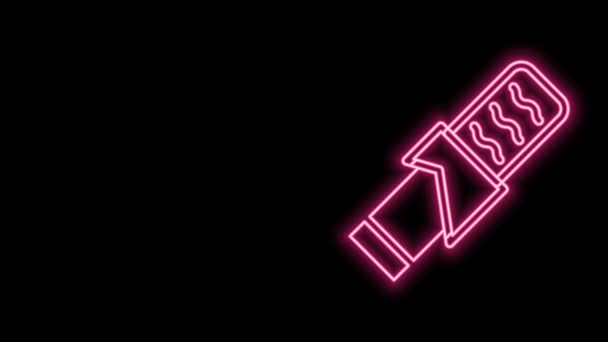 Leuchtendes Neon Line Protein Sport Bar Symbol isoliert auf schwarzem Hintergrund. Energiesnack-Symbol. Bio-Bonbons. 4K Video Motion Grafik Animation — Stockvideo
