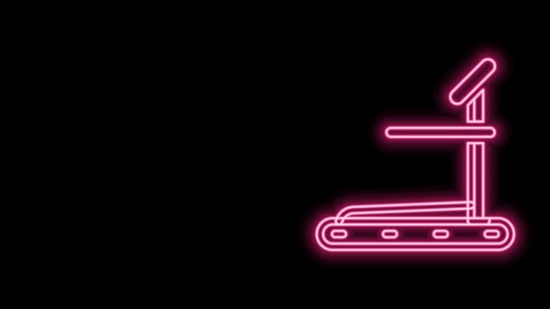 Gloeiende neon lijn Loopband machine icoon geïsoleerd op zwarte achtergrond. 4K Video motion grafische animatie — Stockvideo