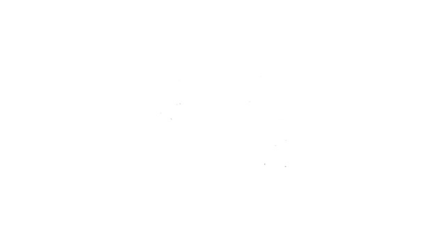 Linha preta Cremalheira de metal com pesos adicionais para ícone de barra isolada em fundo branco. Musculação, fitness, esporte, conceito de estilo de vida saudável. Animação gráfica em movimento de vídeo 4K — Vídeo de Stock