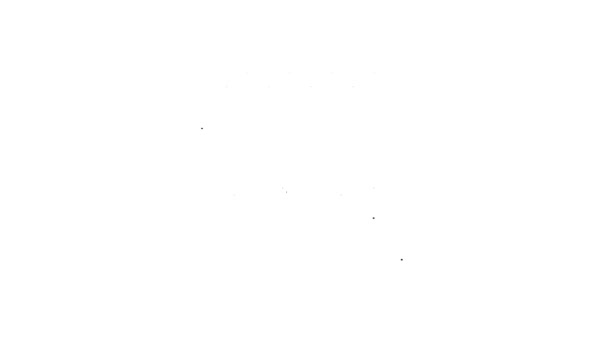 白い背景に隔離されたブラックラインカレンダーフィットネスアイコン。訓練スケジュール。4Kビデオモーショングラフィックアニメーション — ストック動画