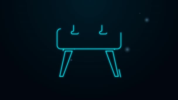 Glowing neon line Pommel horse icon isolated on black background. Sports equipment for jumping and gymnastics. 4K Video motion graphic animation — Stock Video