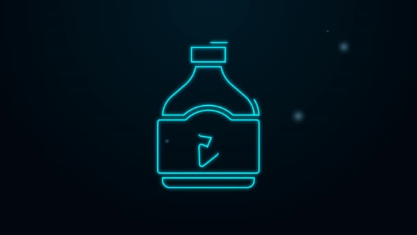 Glowing neon line Sports nutrition bodybuilding proteine power drink and food icon isolated on black background. Animasi grafis gerak Video 4K — Stok Video