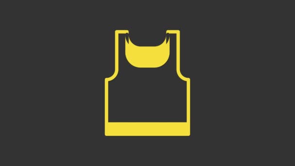 Yellow Sleeveless sport t-shirt icon isolated on grey background. 4K Video motion graphic animation — Stock Video