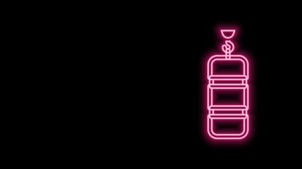 Gloeiende neon lijn Bokszak pictogram geïsoleerd op zwarte achtergrond. 4K Video motion grafische animatie — Stockvideo