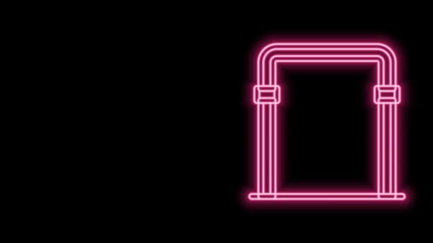 Ligne lumineuse néon Sport barre horizontale icône isolée sur fond noir. Animation graphique de mouvement vidéo 4K — Video
