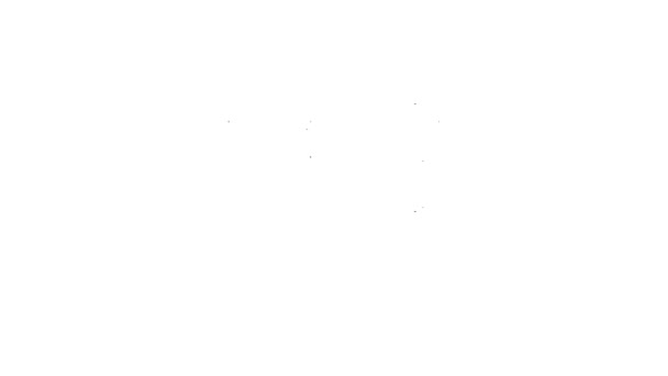 Μαύρη γραμμή Πετσέτα στην κρεμάστρα εικονίδιο απομονώνονται σε λευκό φόντο. Πετσέτα μπάνιου. 4K Γραφική κίνηση κίνησης βίντεο — Αρχείο Βίντεο
